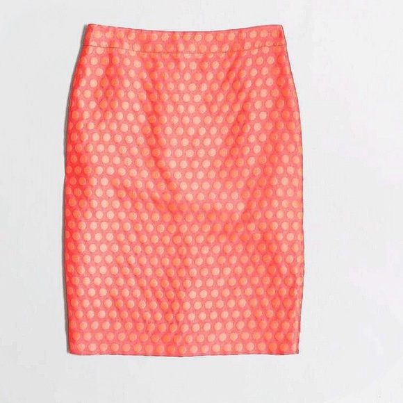 J. Crew Coral Polka Dot Pencil Skirt - Picture 1 of 5